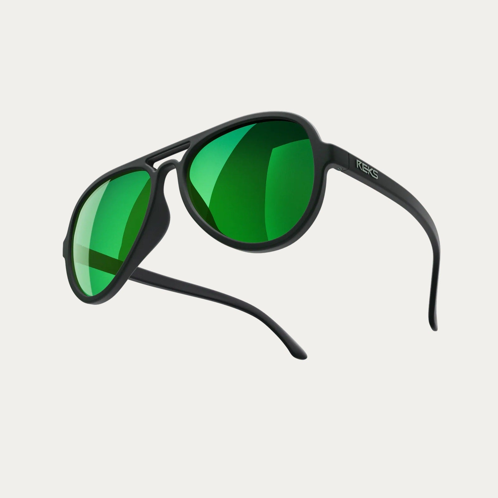 Reks | Aviator Prescription Polycarbonate Sunglasses Solid Green Green Mirror