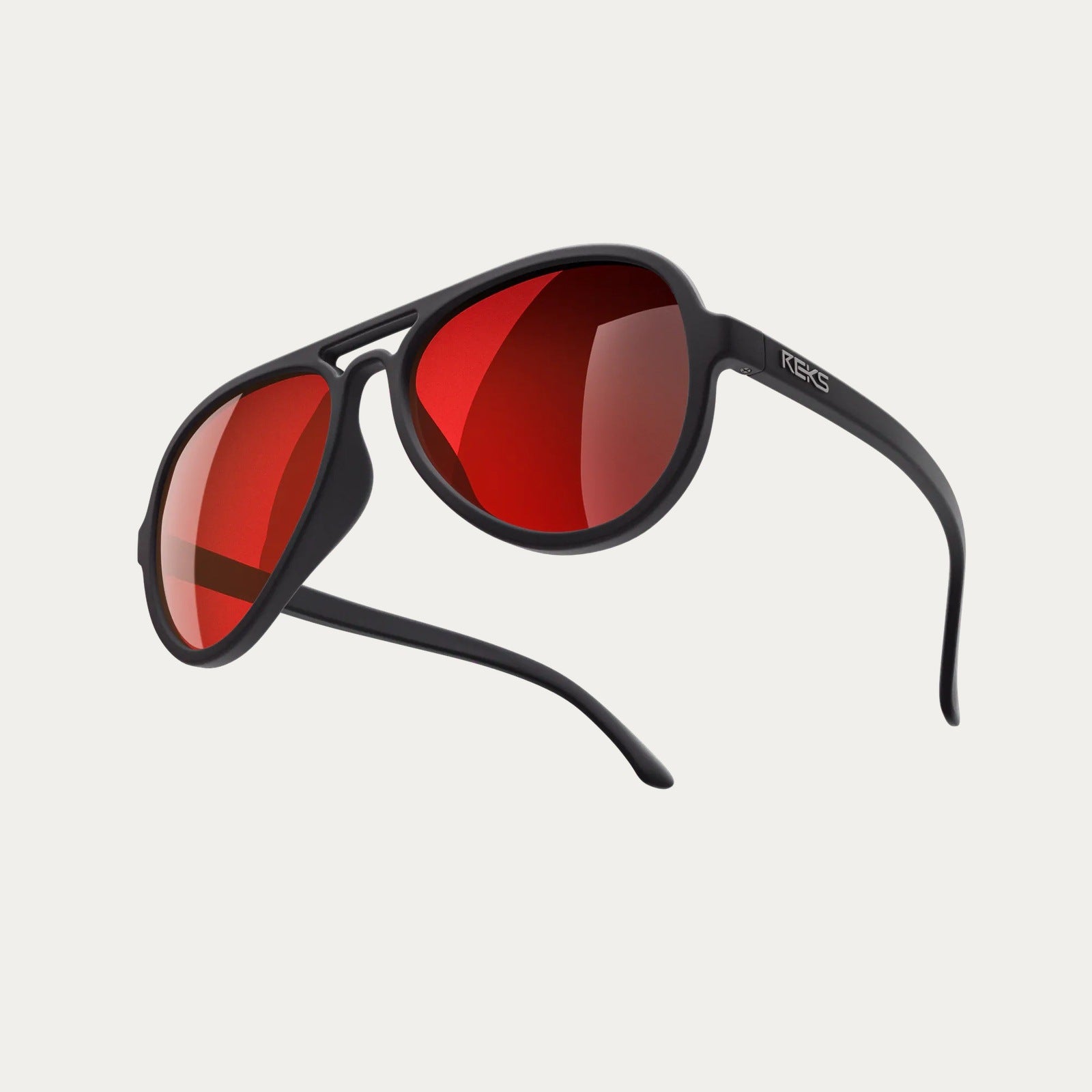 Reks | Aviator Prescription Polarized Polycarbonate Sunglasses Solid Smoke Red Mirror