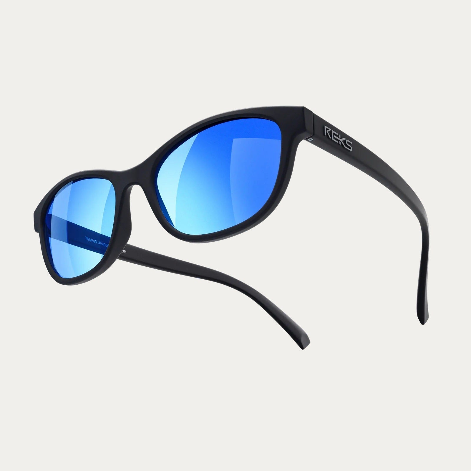 Reks | Oval Trivex Prescription Sunglasses Solid Green Cobalt Blue Mirror