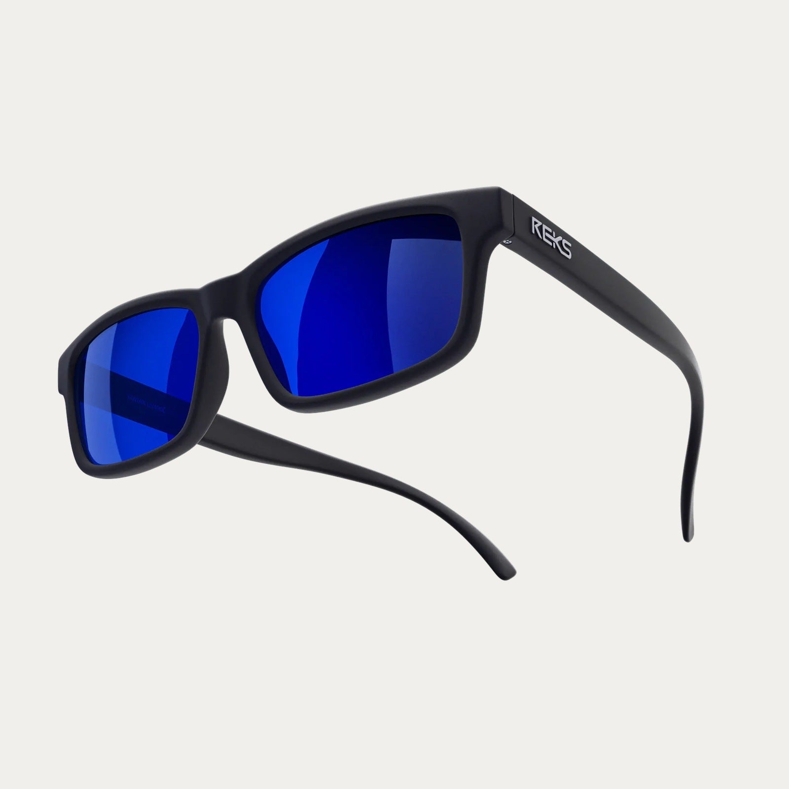 Reks | Rectangle Prescription Polarized Polycarbonate Sunglasses Solid Green Solid Blue Mirror