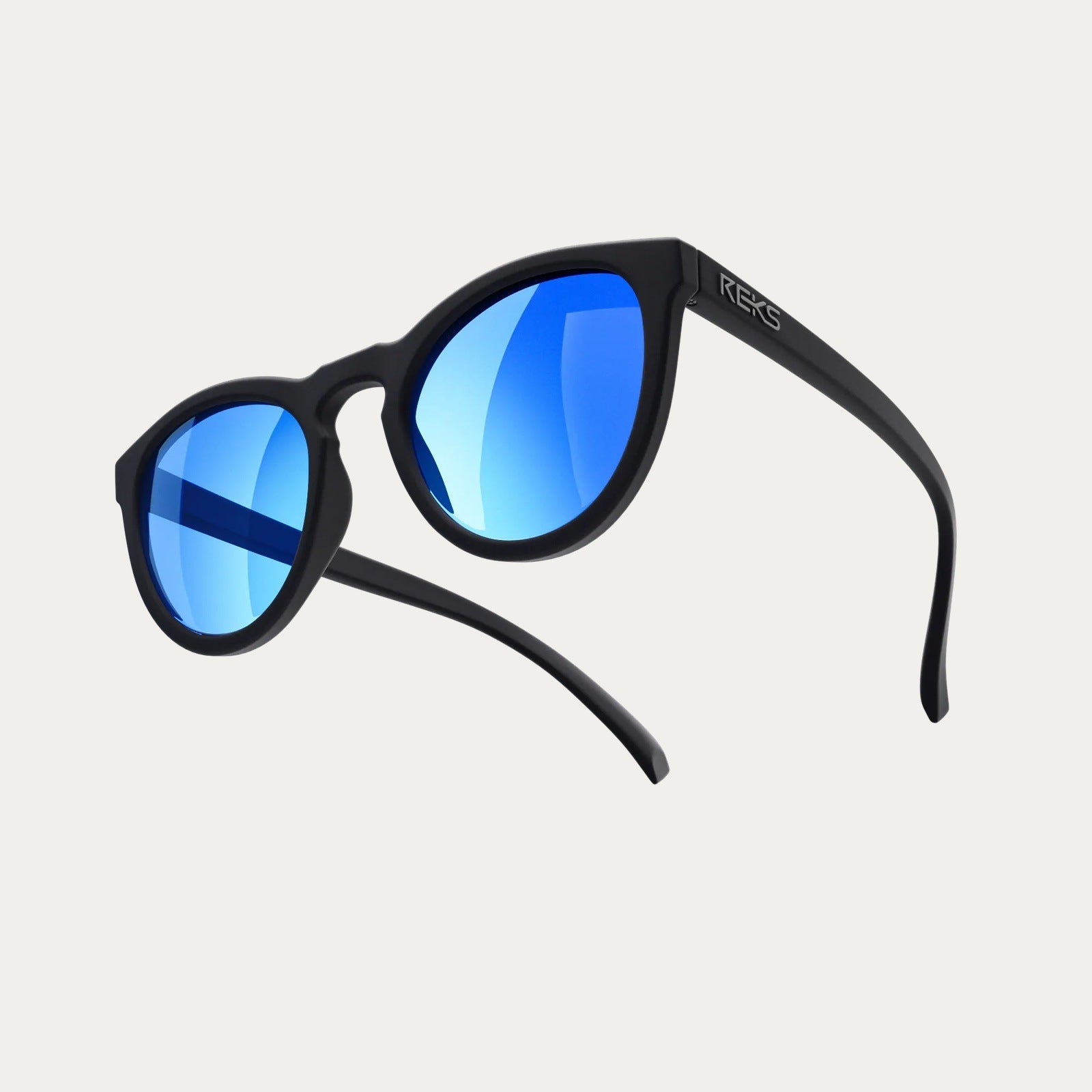 Reks | Round Polarized Polycarbonate Sunglasses Blue Mirror