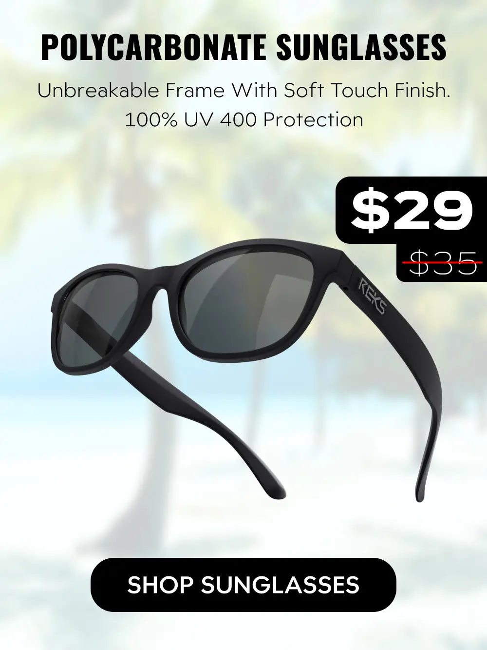 Sport prescription sunglasses with HD Lenses In unbreakable frames REKS