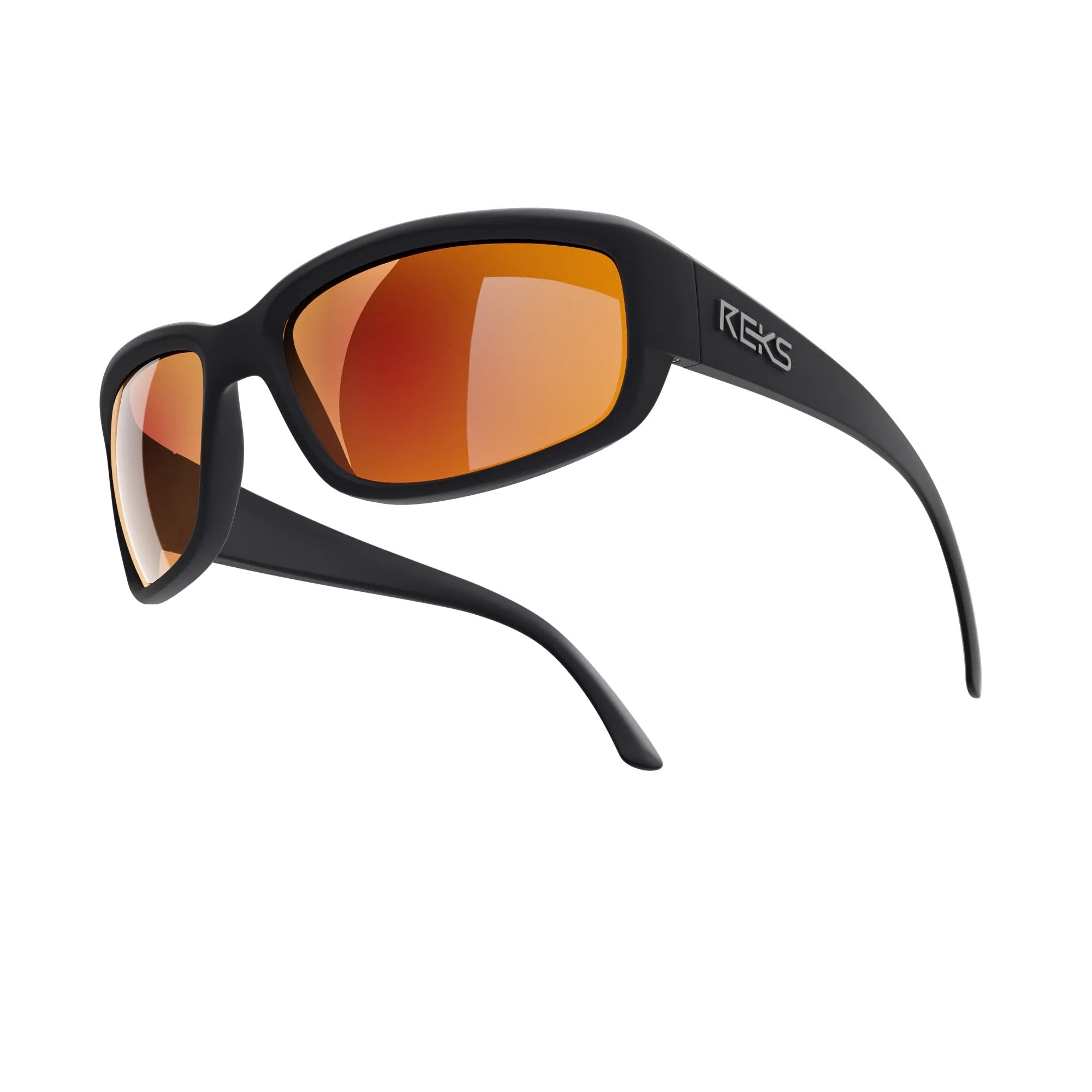 Wrap Around Polycarbonate Sunglasses Black Red Mirror